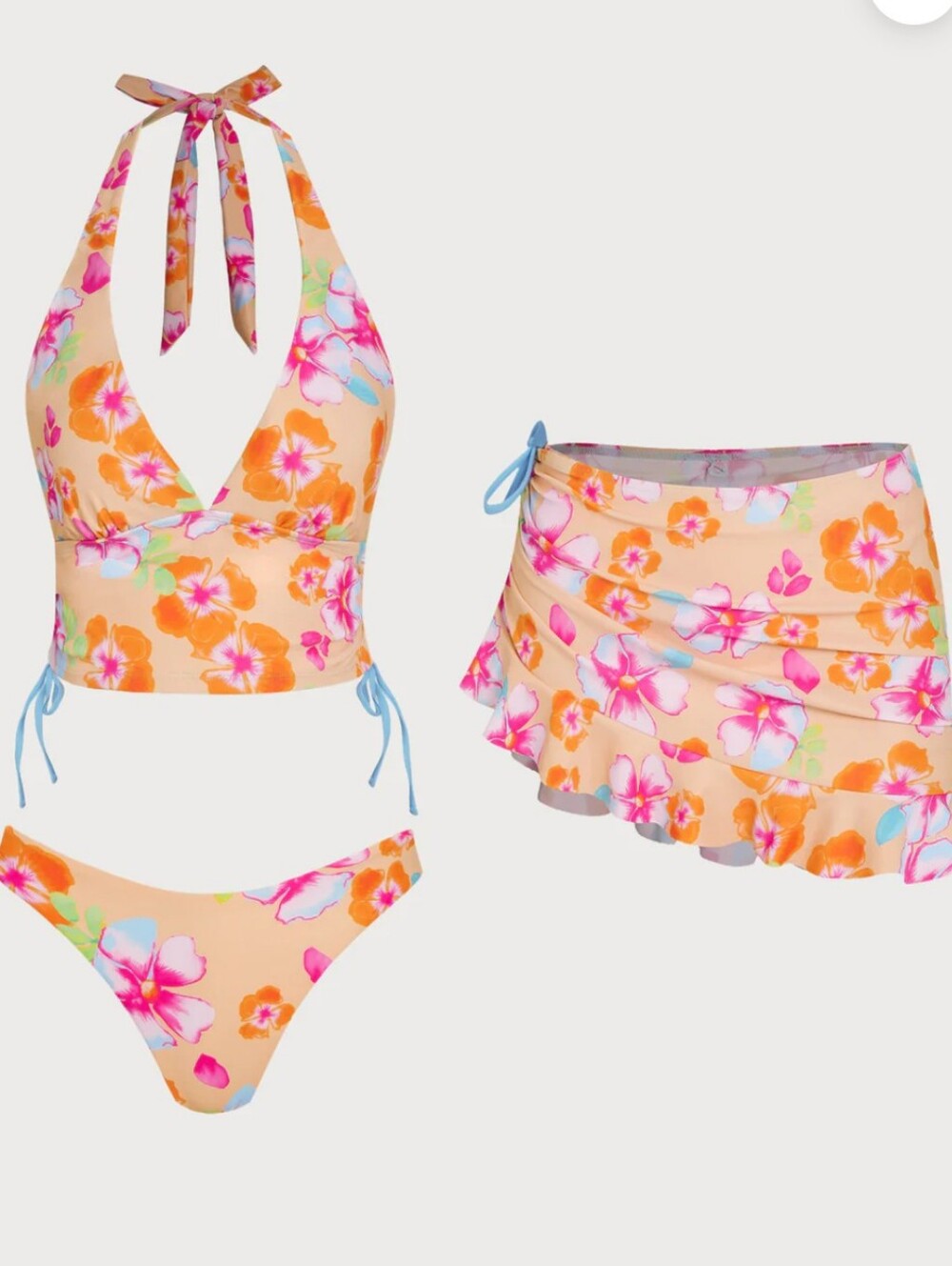 NWT Samiol 3 Piece Swim Set Tropical Flowers - Picture 2 of 3